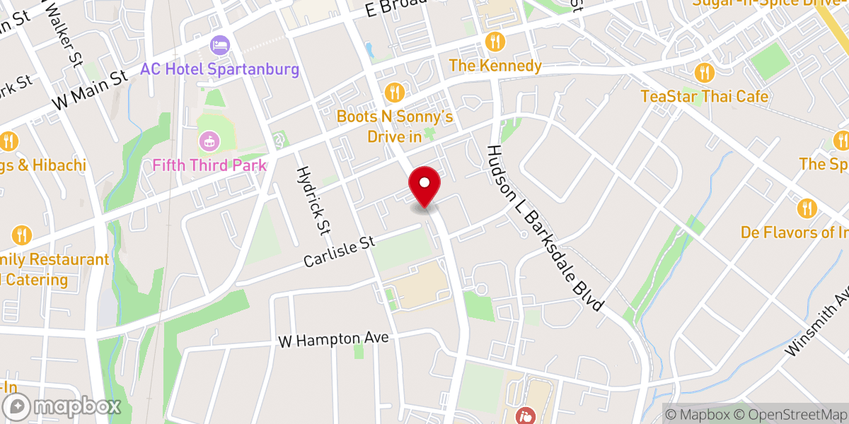 Map showing location of Southside Baptist Church