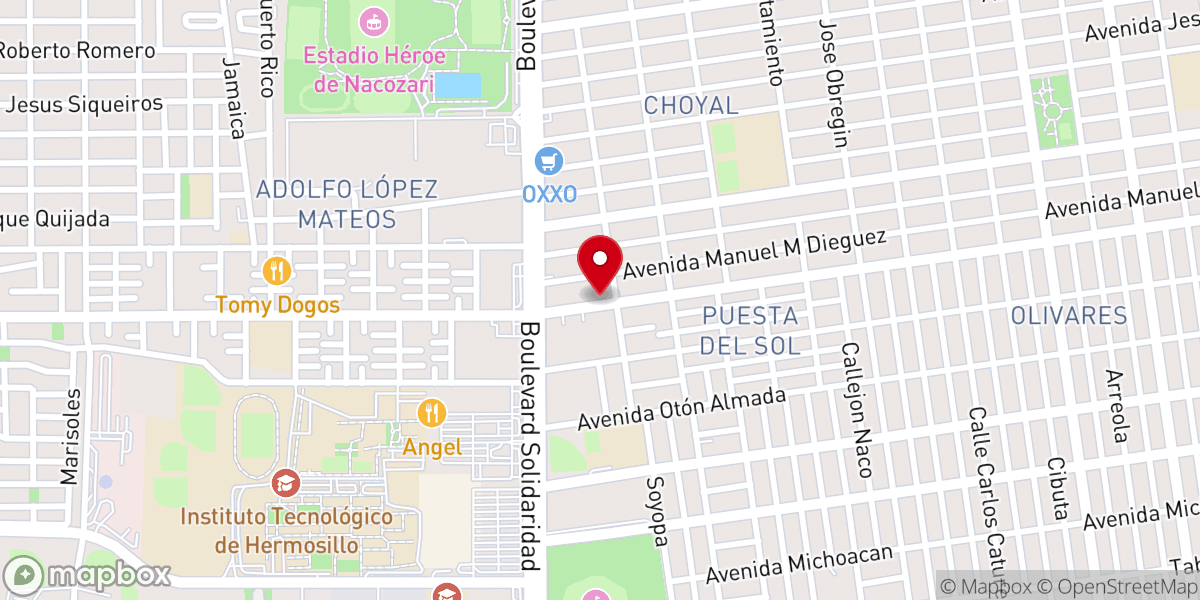 Map showing location of Iglesia Pan de Vida Hermosillo