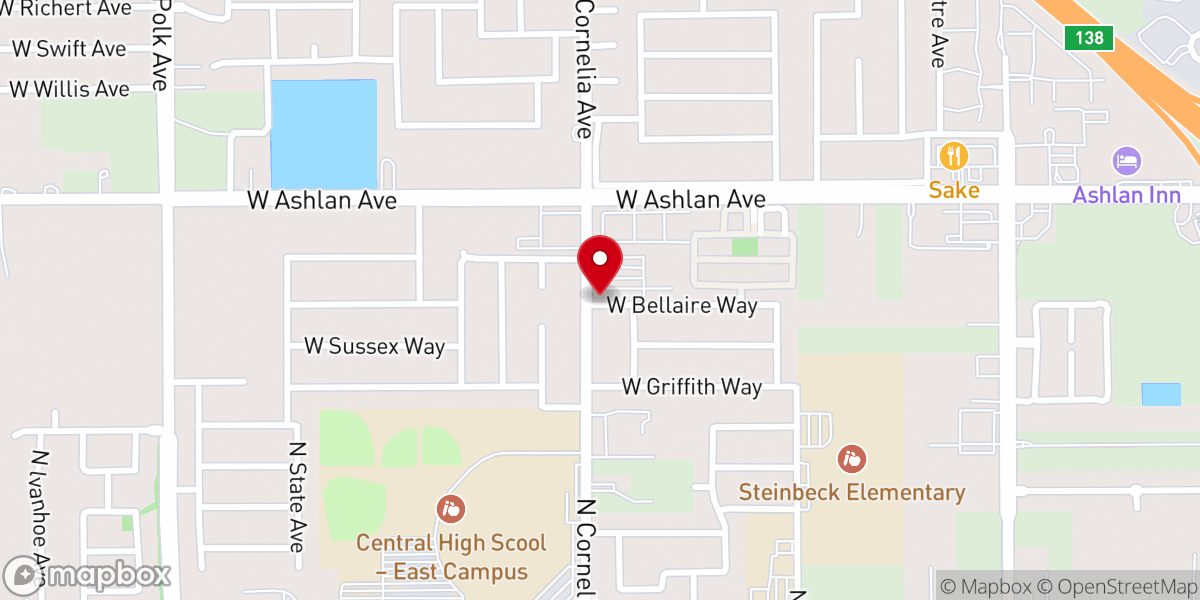 Map showing location of Faith Tabernacle of Fresno