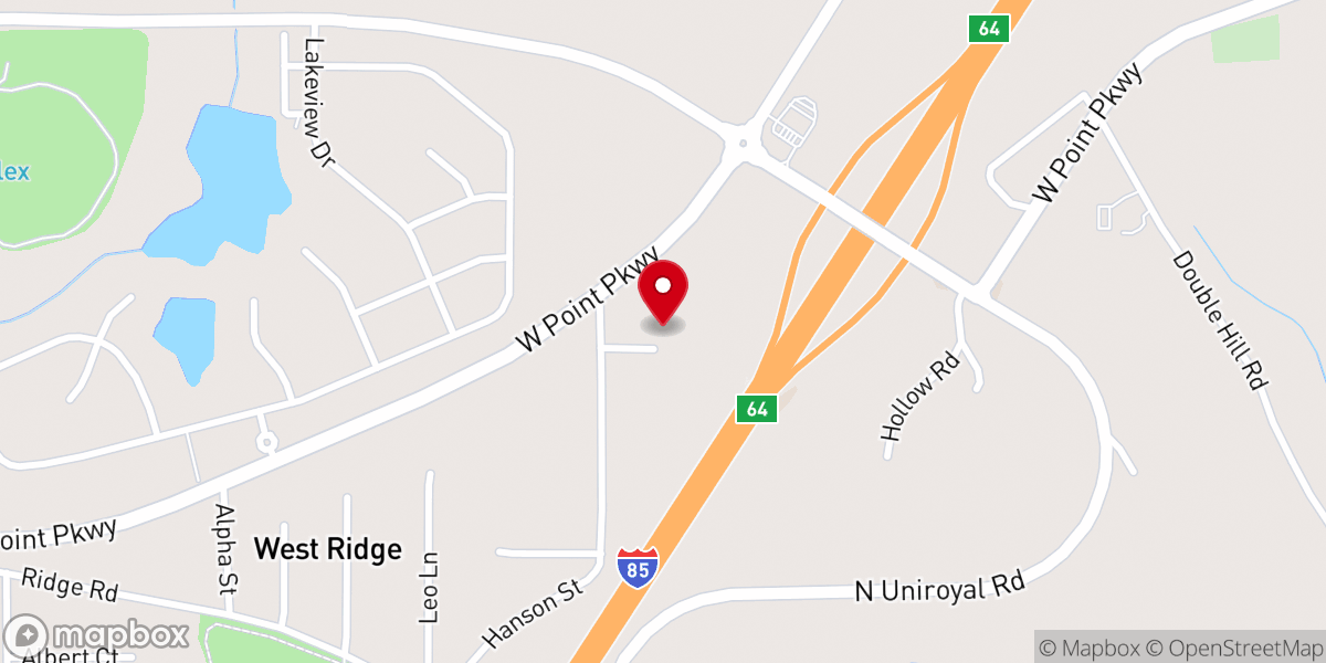 Map showing location of New Life Christian Center