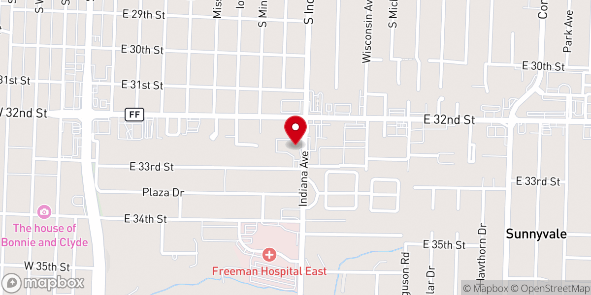 Map showing location of Park Plaza Christian Church