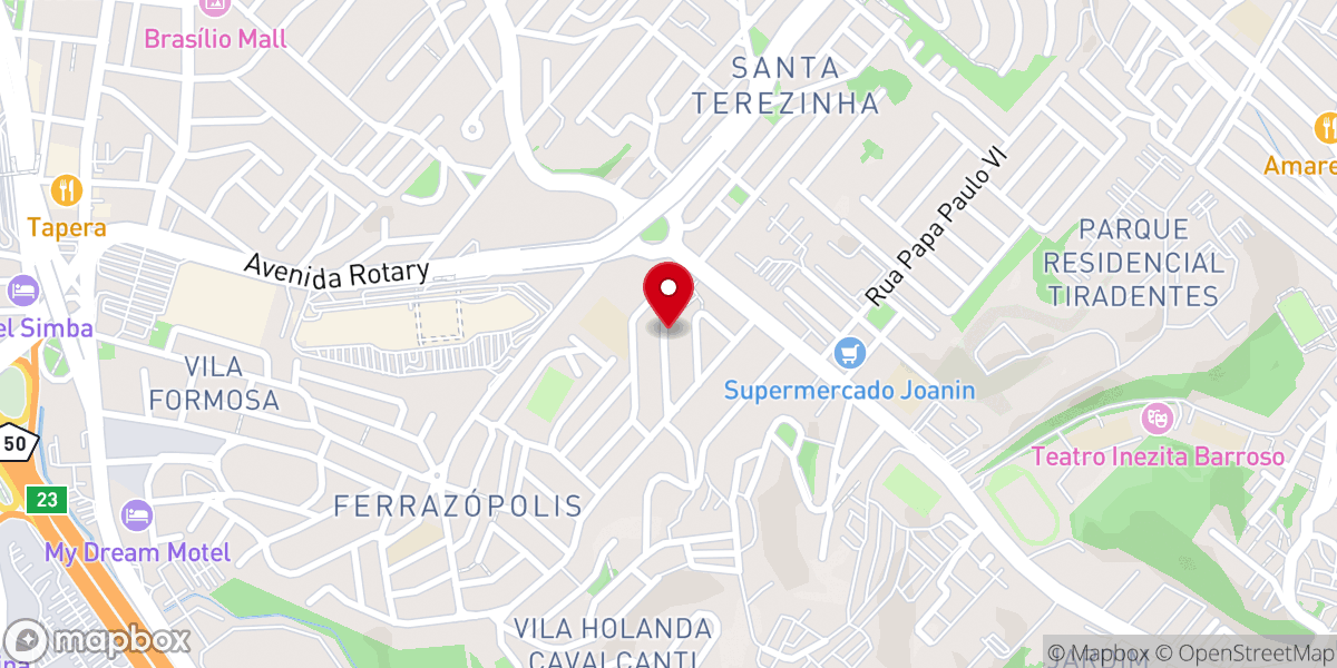 Map showing location of Igreja Batista do Calvário em SBC