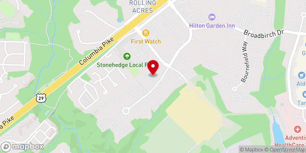 Map showing location of Tech Road Campus: Beltsville Adventist Church