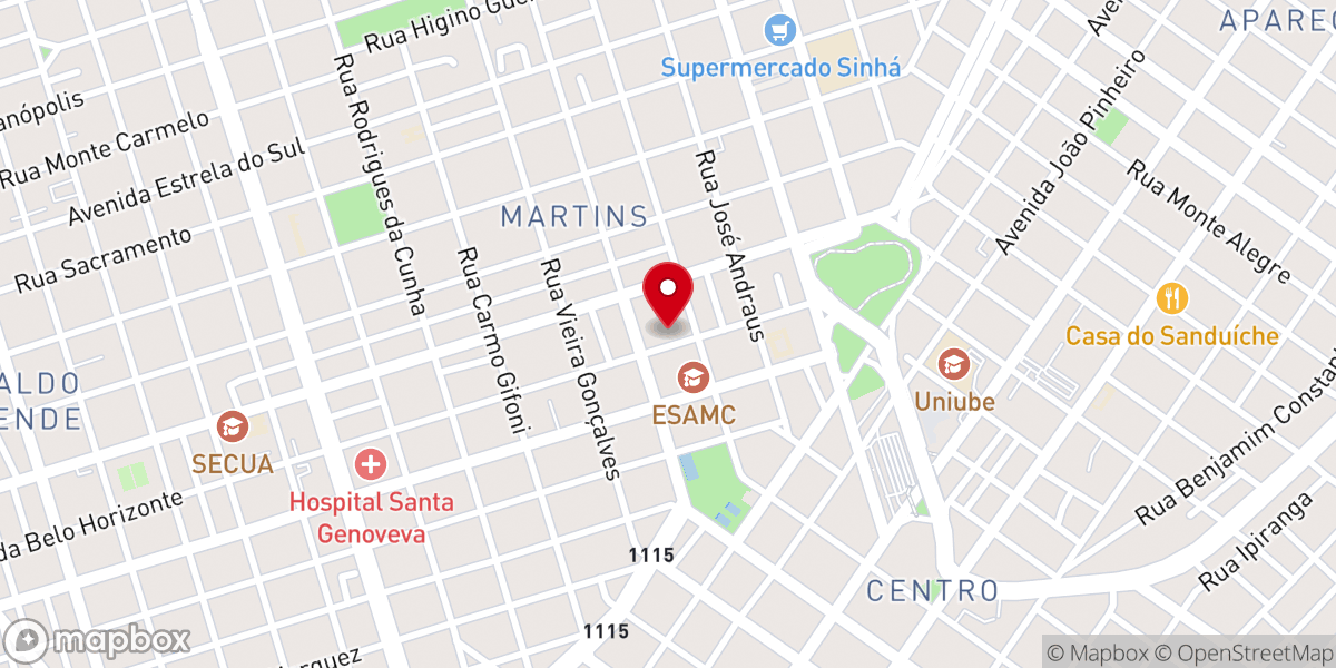 Map showing location of Orvalho Santo Church