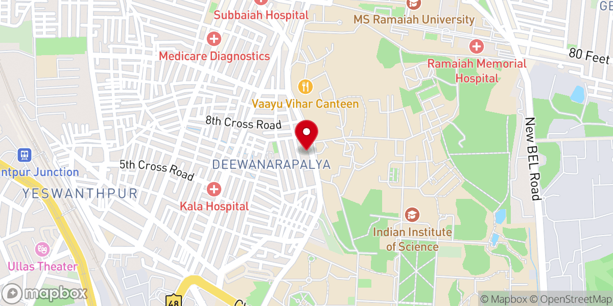 Map showing location of St. Sebastian's Syro Malabar Catholic Forane Church Mathikere, Bengaluru
