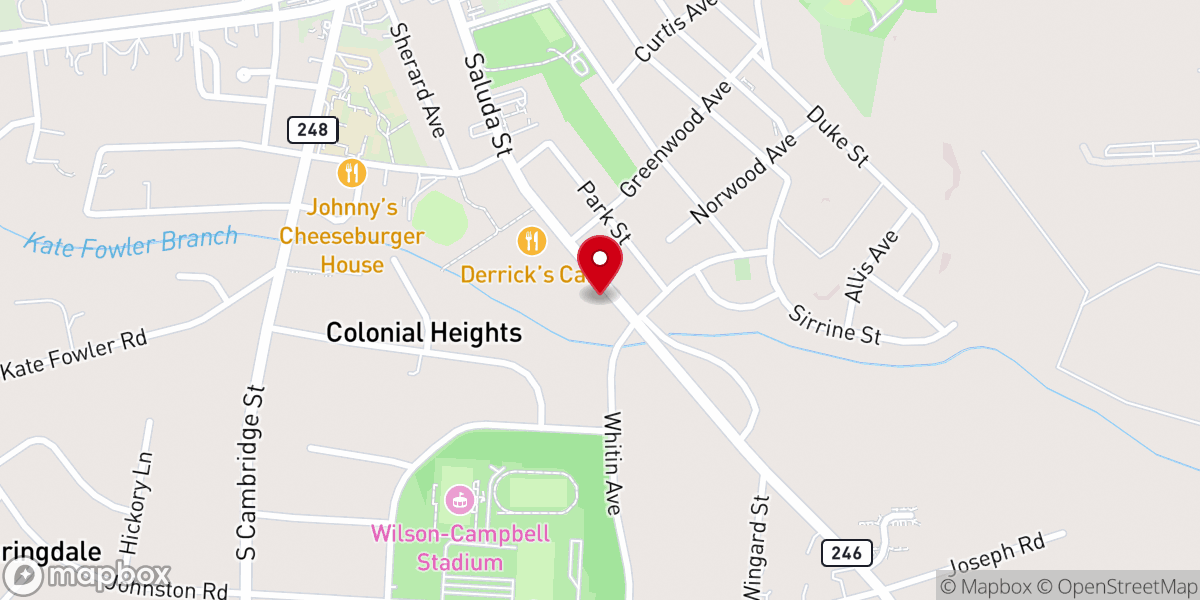 Map showing location of Greater Grace Baptist Church