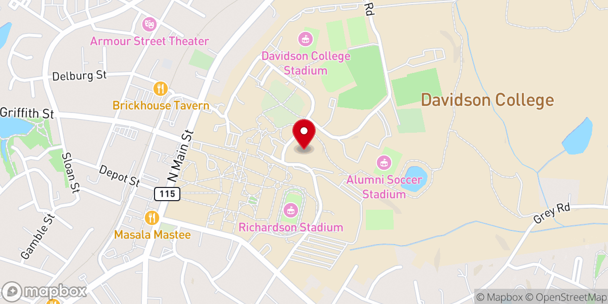 Map showing location of Davidson College