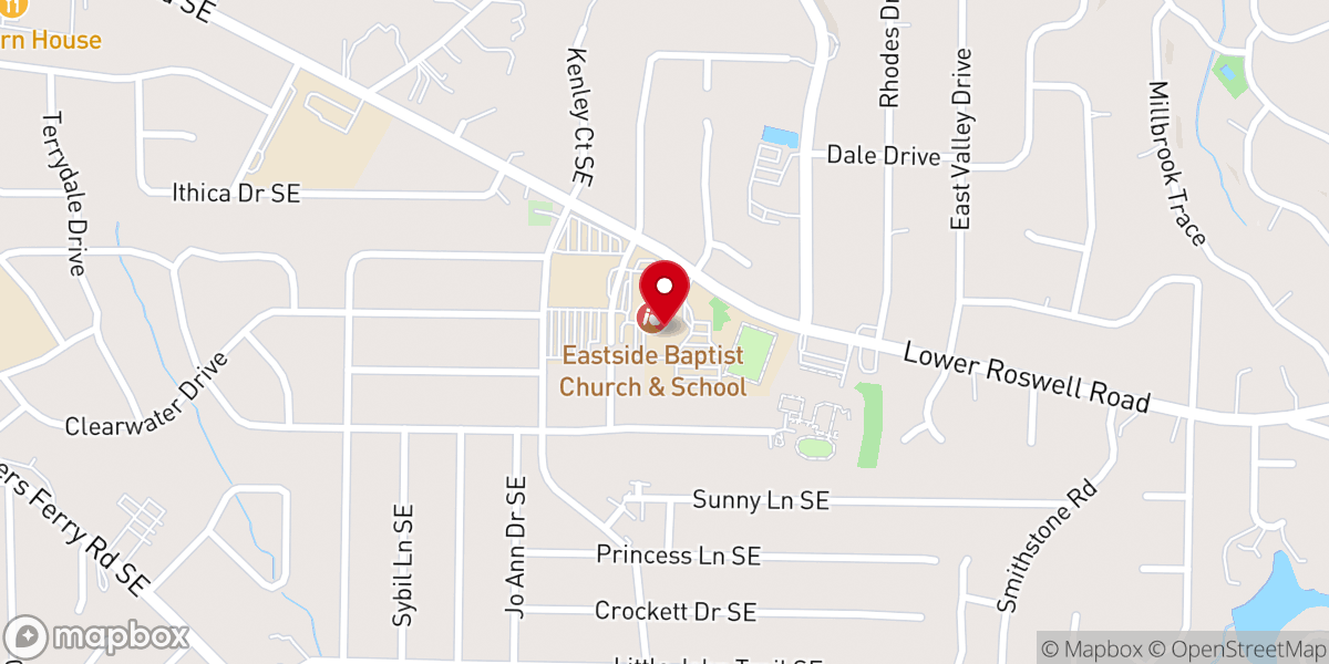 Map showing location of Eastside Church Student Center