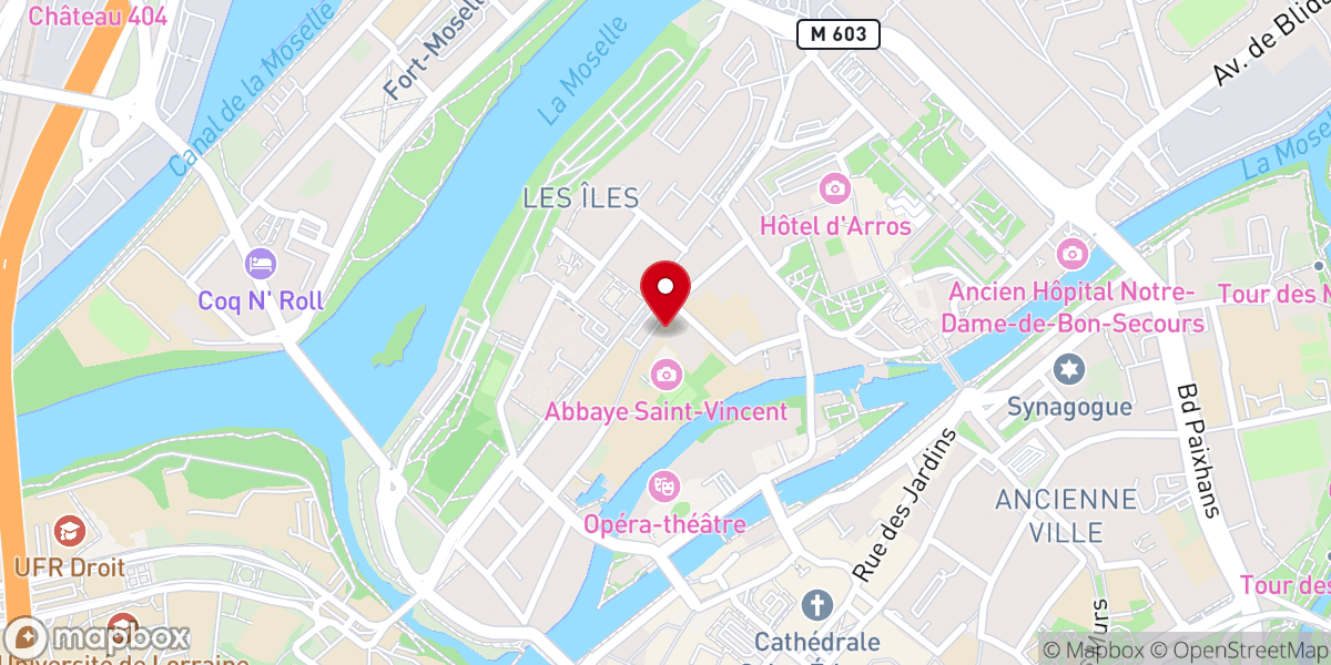 Map showing location of Basilique Saint-Vincent de Metz