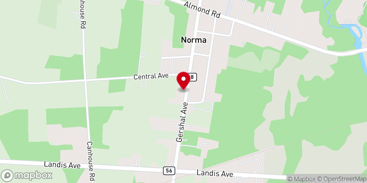 Map showing location of Norma Baptist Church