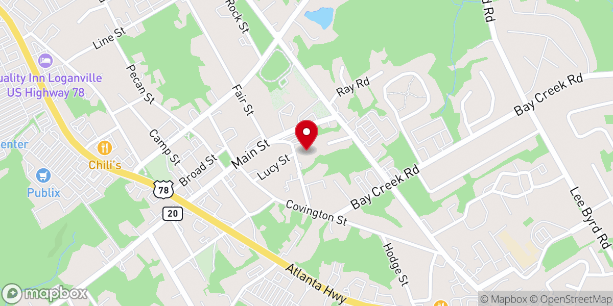Map showing location of Loganville Baptist Church