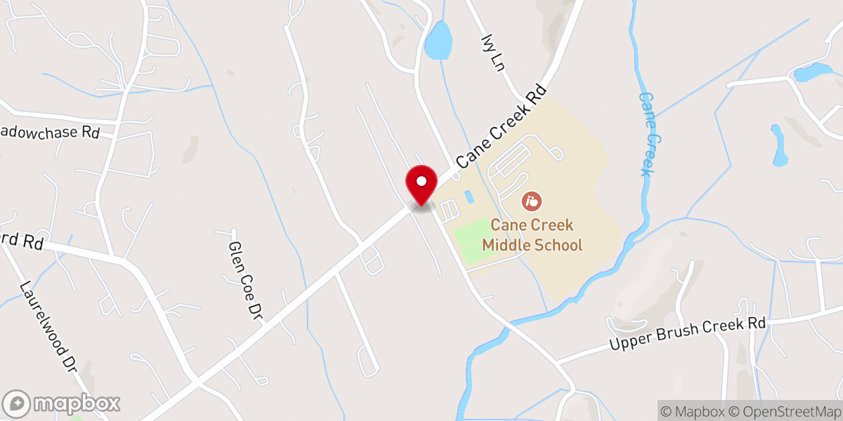 Map showing location of Oak Grove Baptist Church