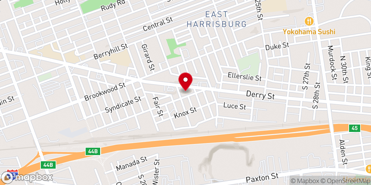 Map showing location of Harrisburg BIC Church