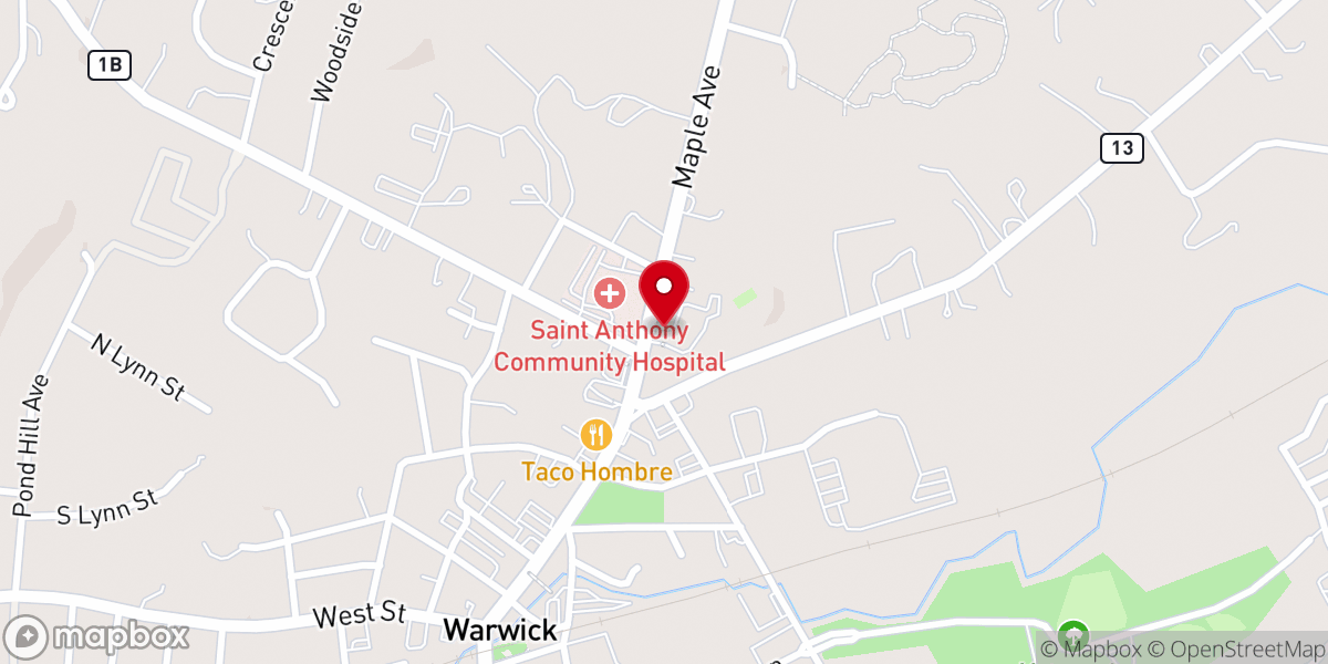 Map showing location of Warwick Valley Chorale