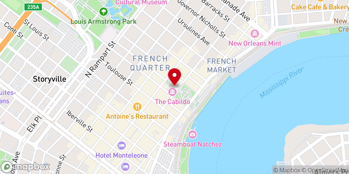 Map showing location of St. Louis Cathedral