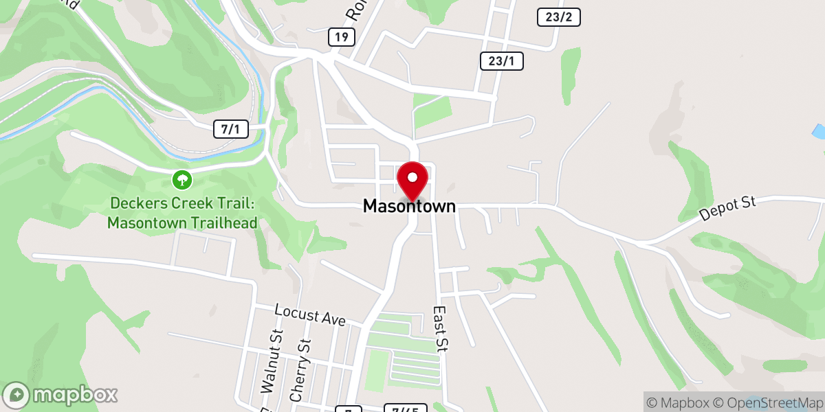 Map showing location of Masontown