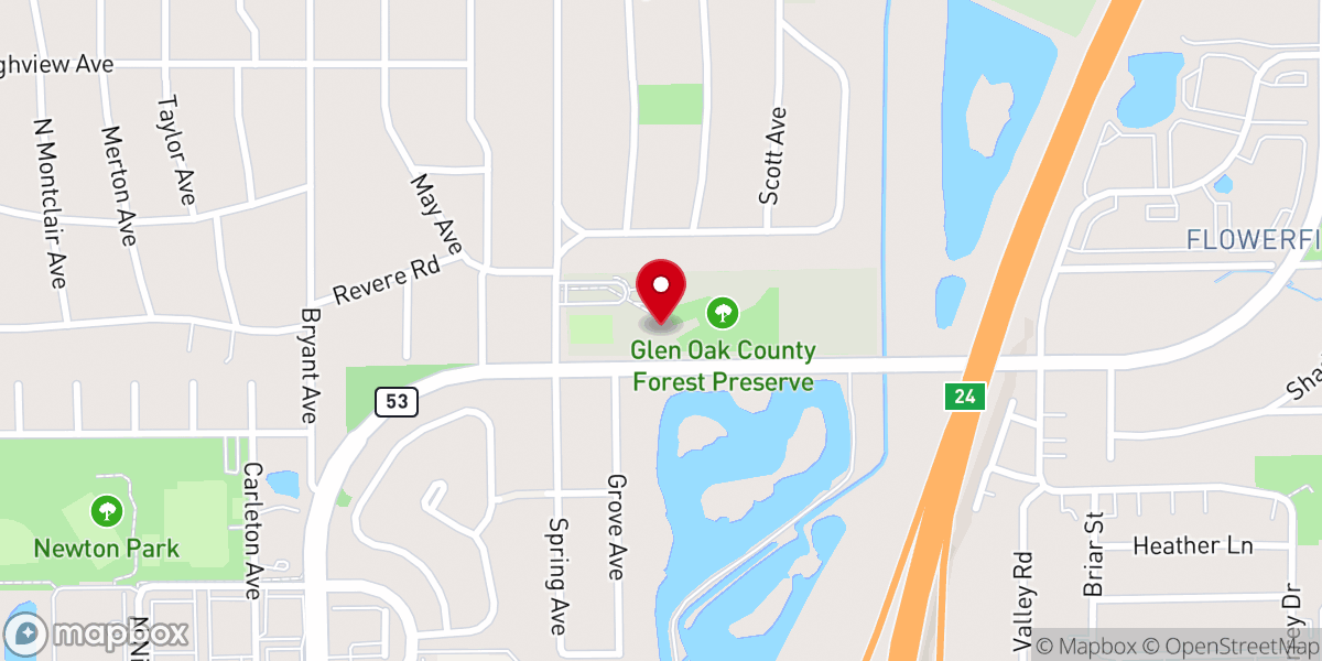 Map showing location of the church in Glen Ellyn