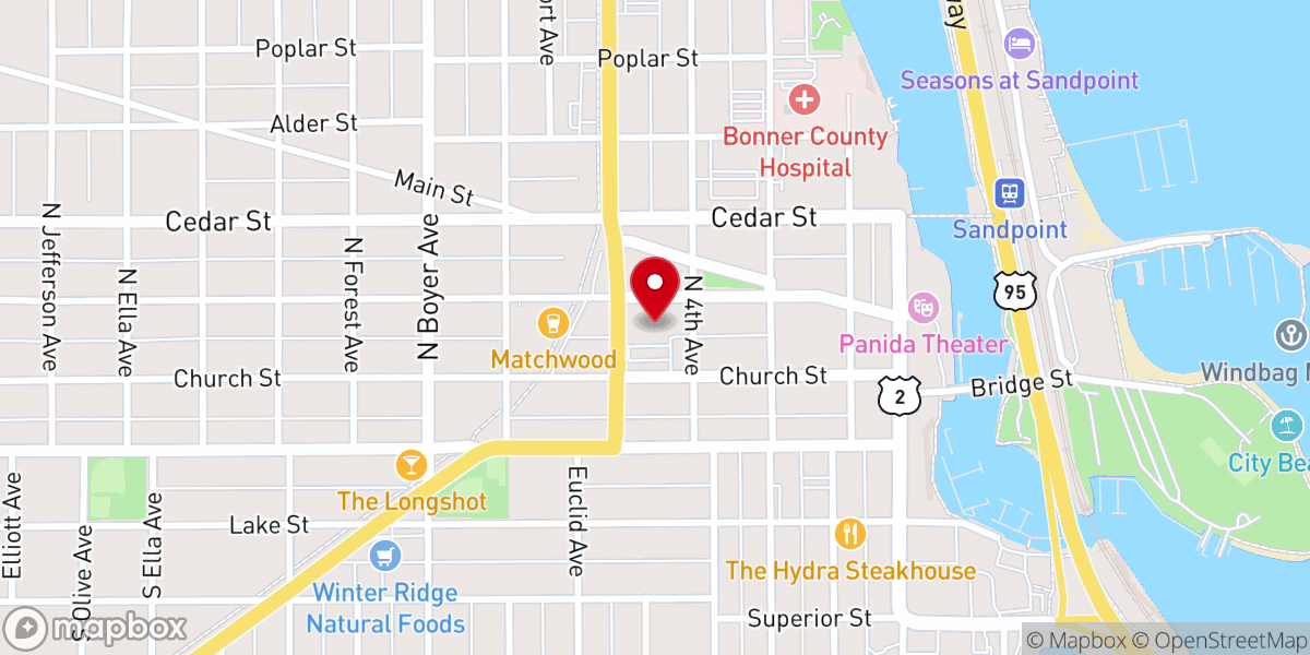 Map showing location of Sandpoint Center