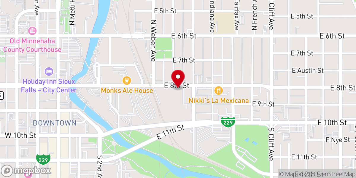 Map showing location of Union Gospel Mission of Sioux Falls