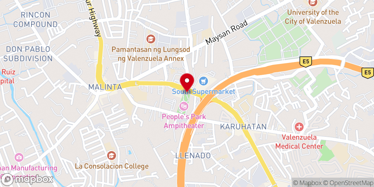Map showing location of Valenzuela City People's Park
