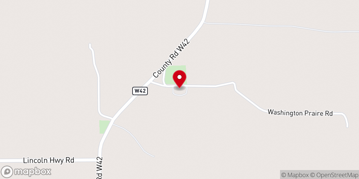 Map showing location of Washington Prairie Lutheran Church