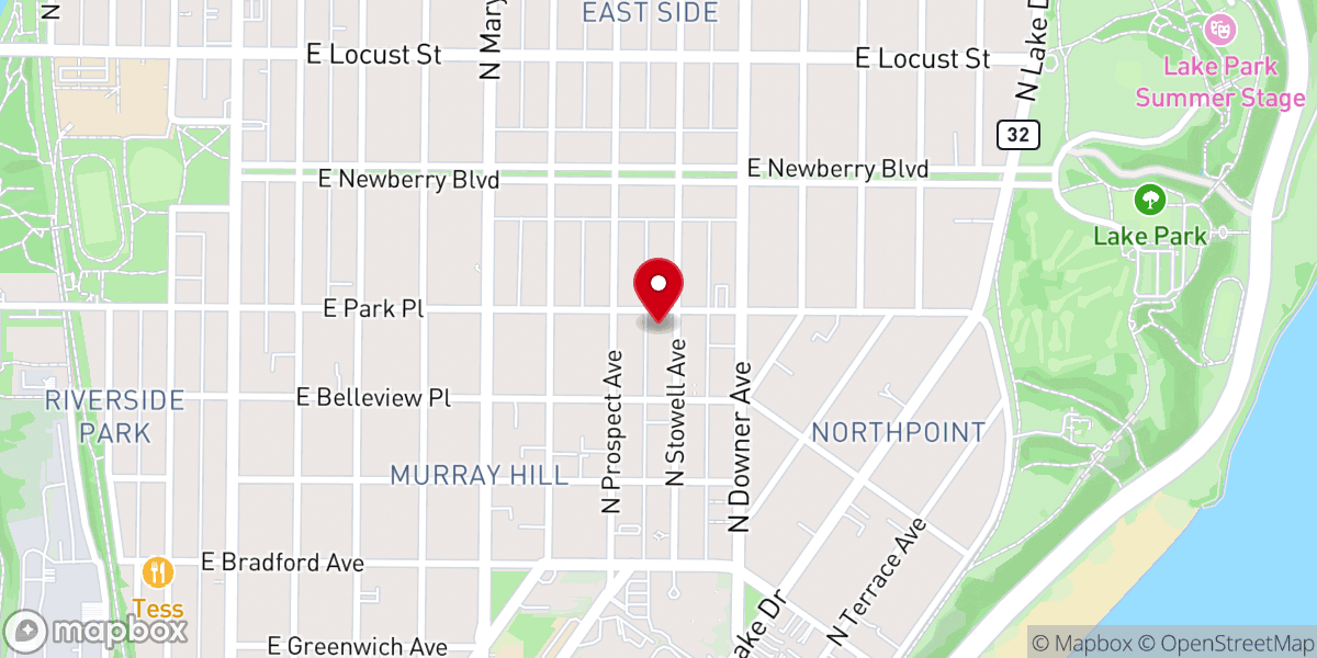 Map showing location of Lake Park Lutheran Church