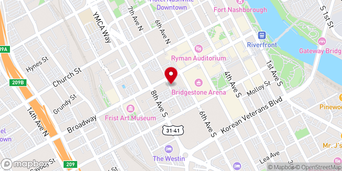 Map showing location of Nashville First Baptist Church