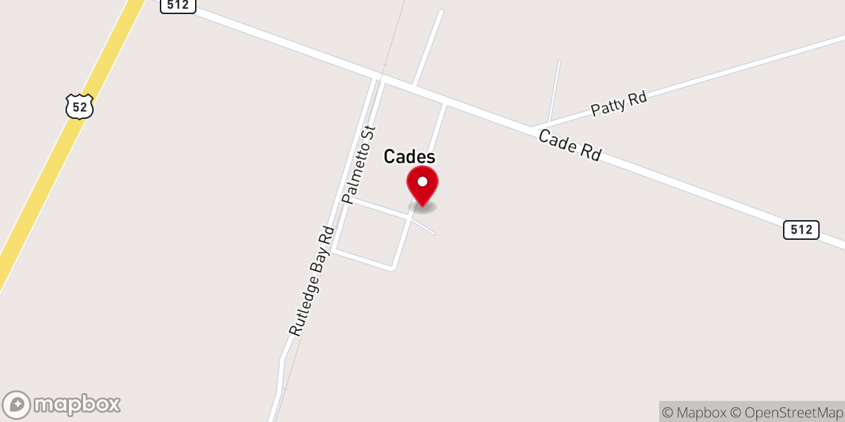Map showing location of Cades United Methodist Church