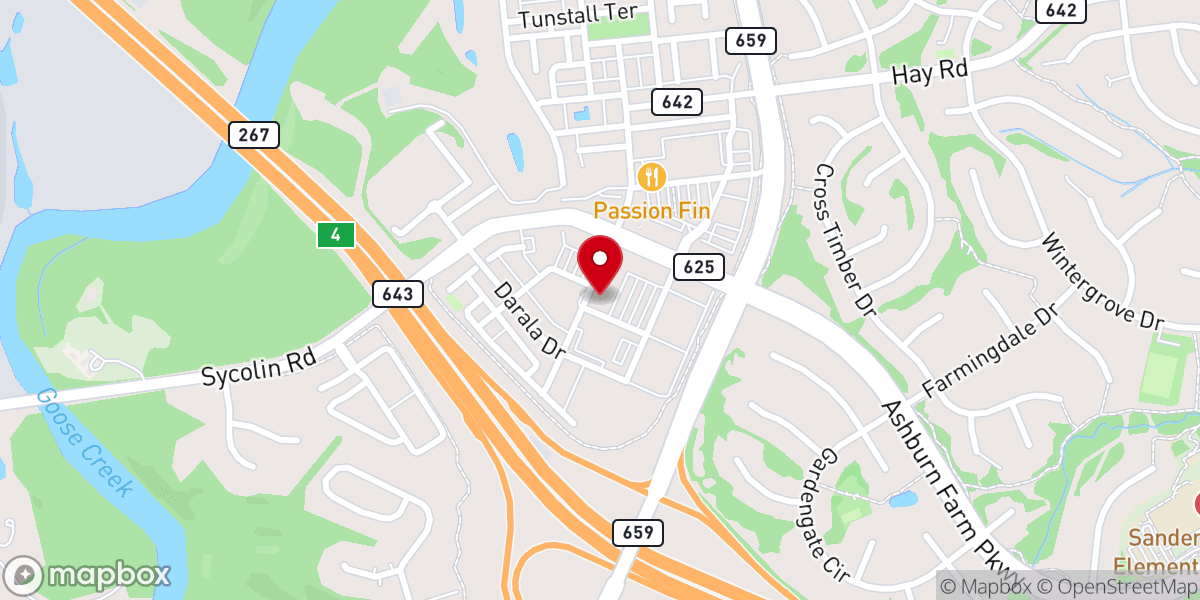 Map showing location of Dulles Church of Christ