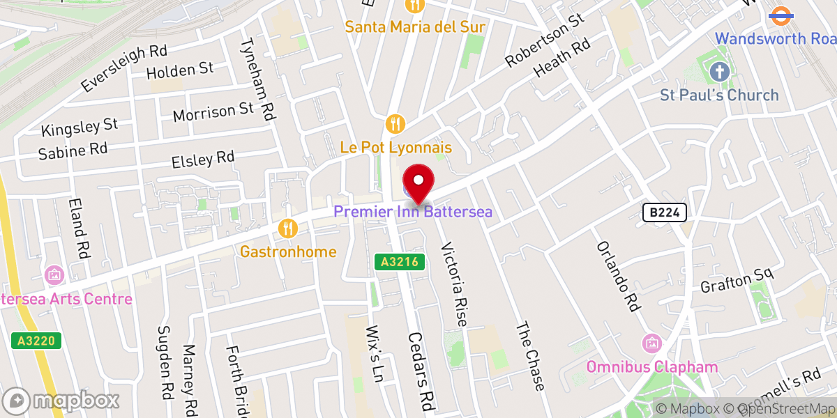 Map showing location of Clapham Baptist Church