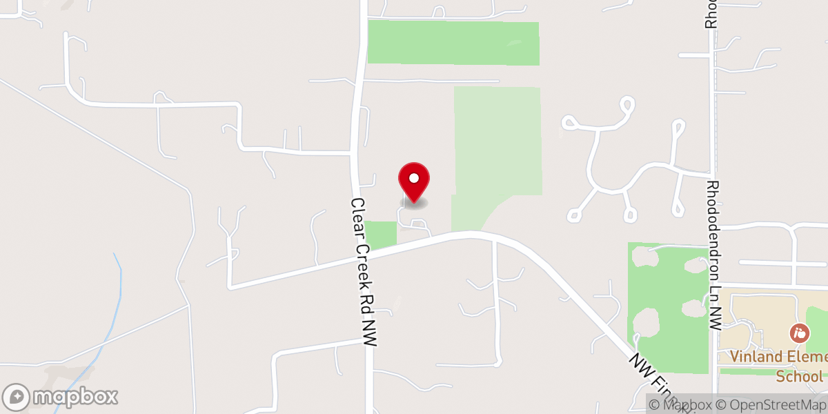 Map showing location of Vinland Lutheran Church