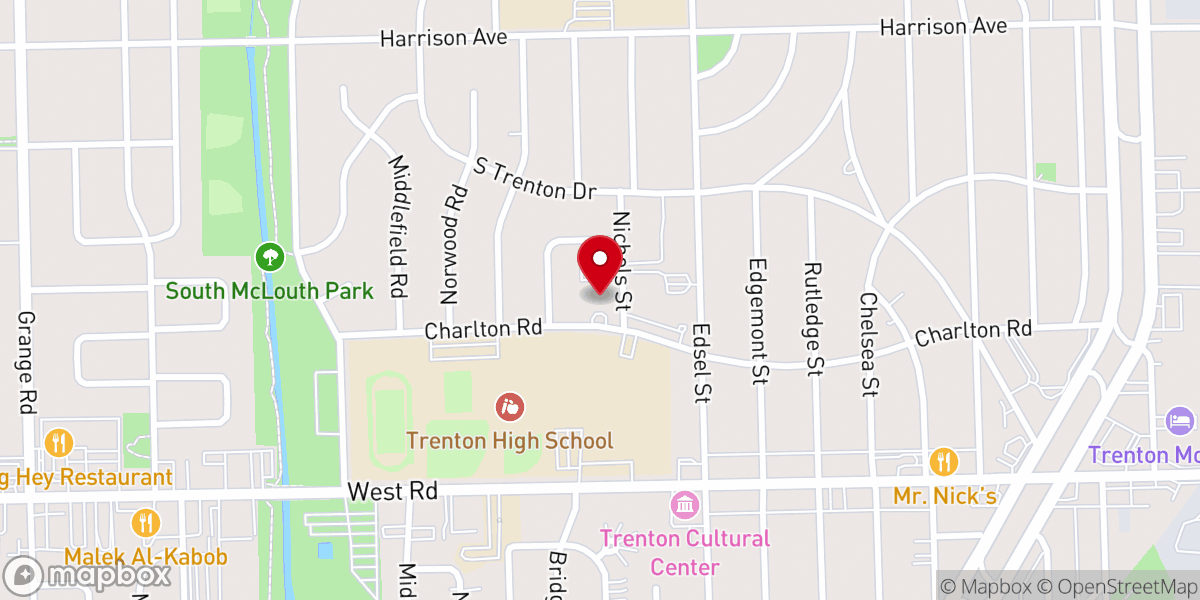 Map showing location of First Baptist Church-Trenton
