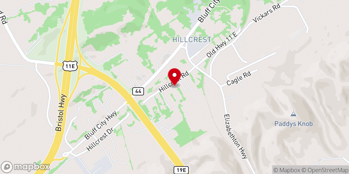 Map showing location of Hillcrest Independent Freewill Baptist Churcb