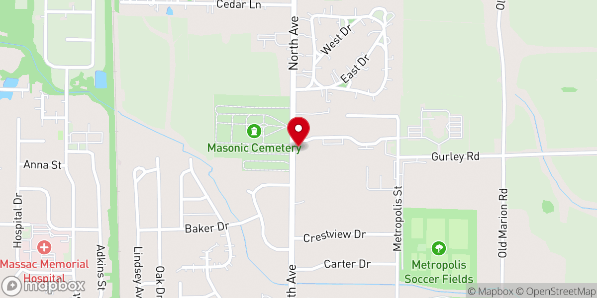 Map showing location of Metropolis Seventh-day Adventist Church