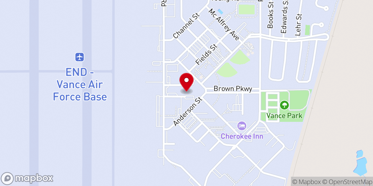 Map showing location of Vance AFB Chapel