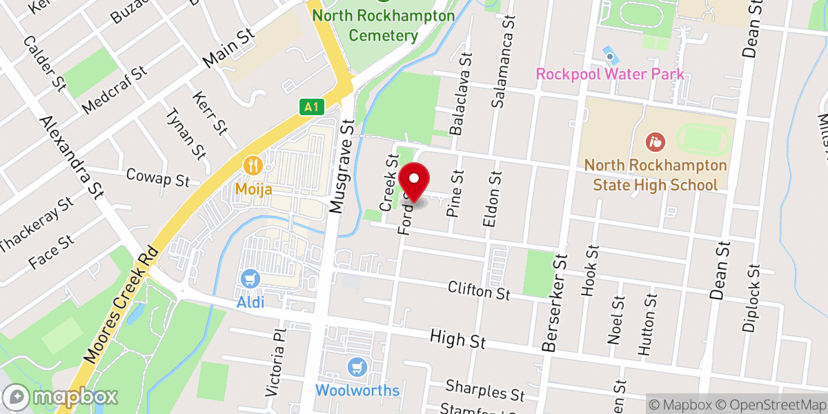 Map showing location of St John's Anglican Church, Rockhampton
