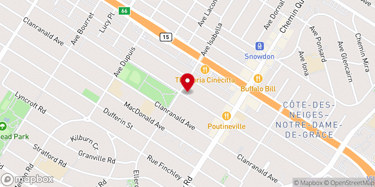 Map showing location of Snowdon Baptist Church
