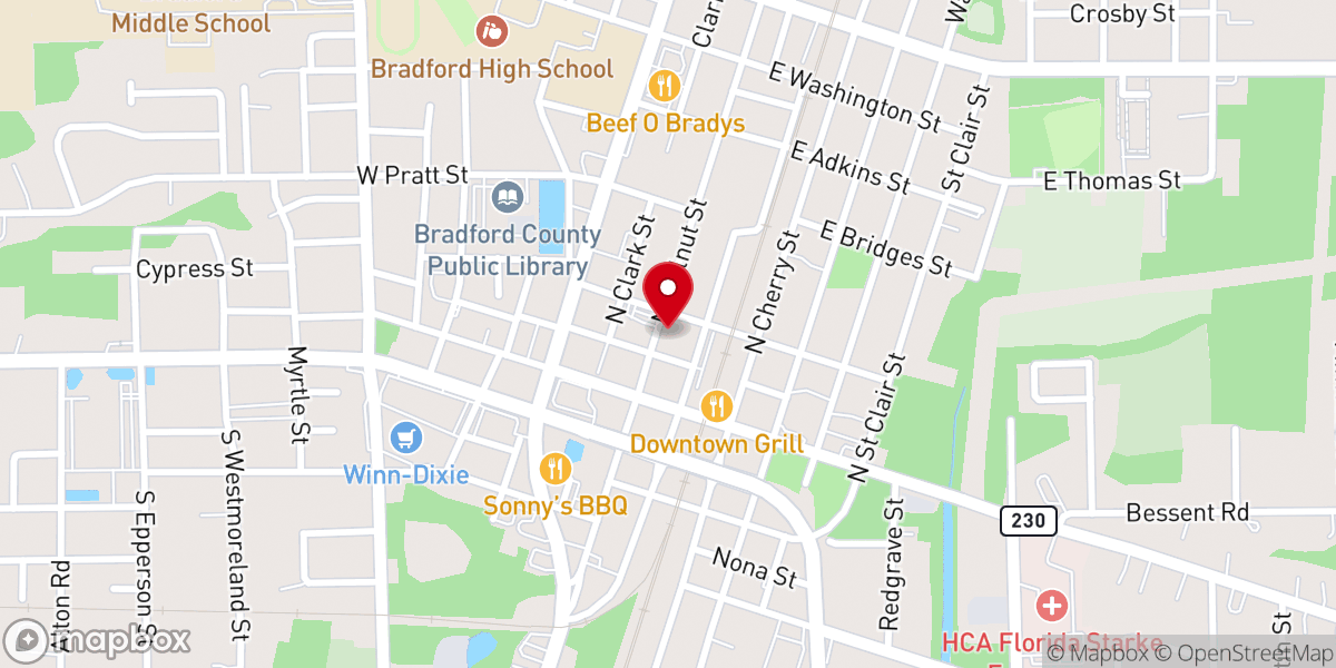 Map showing location of Foundation Church of Starke