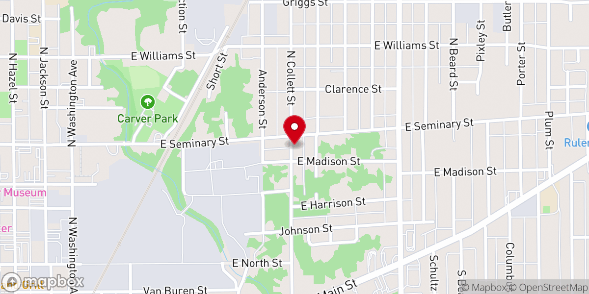 Map showing location of Antioch Baptist Church