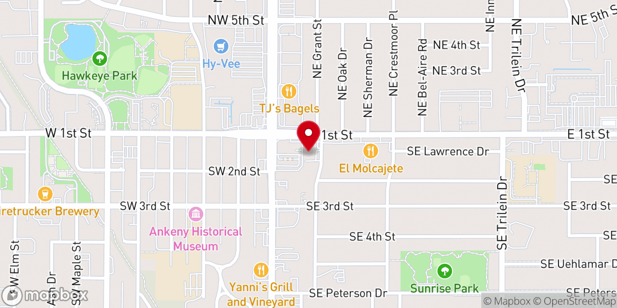 Map showing location of Iowa Association-Baptist Churches