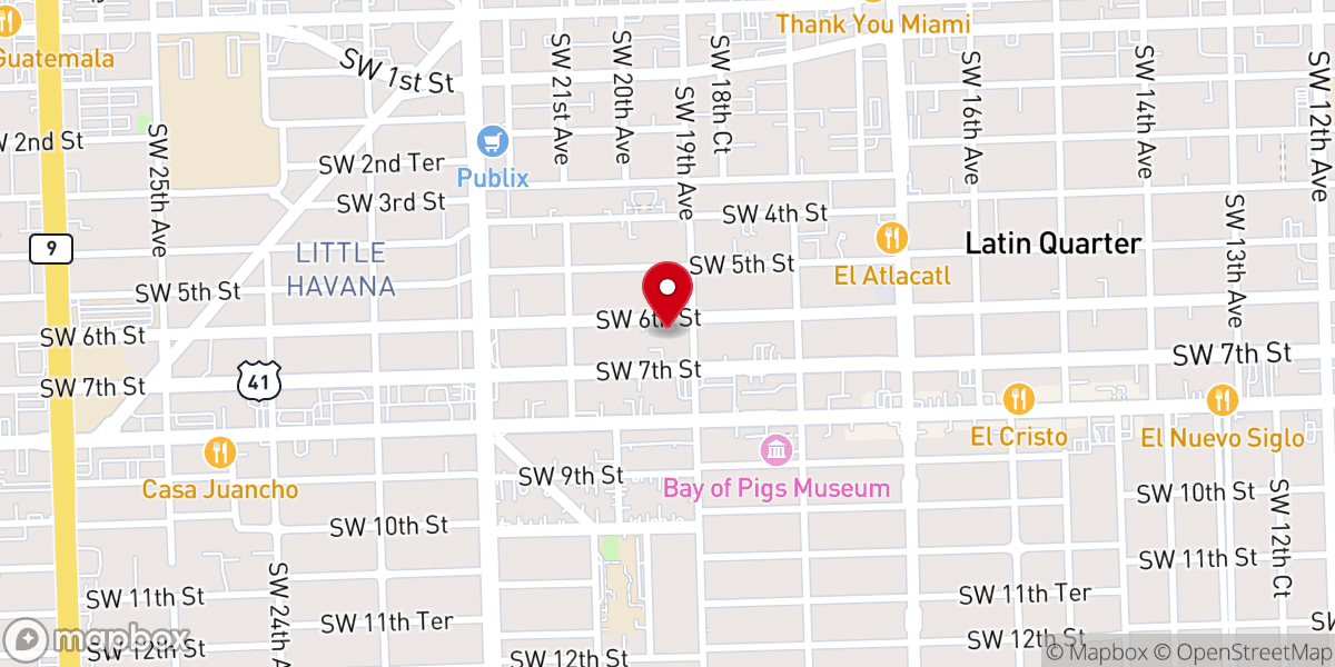 Map showing location of Shrine of Our Lady of Regla