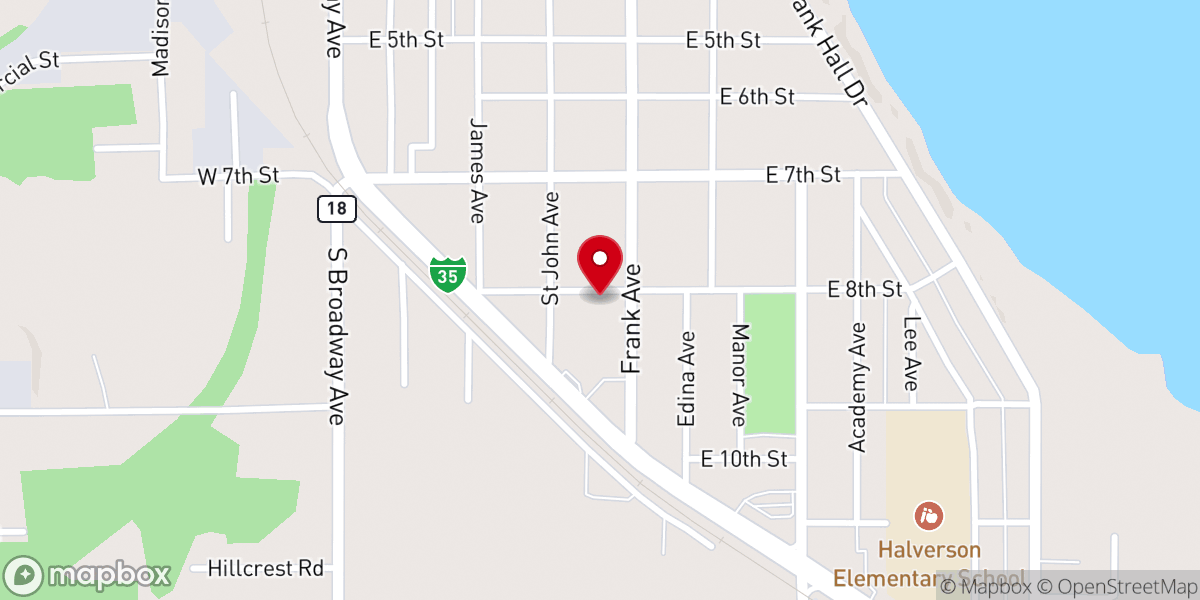 Map showing location of Albert Lea Bus Co