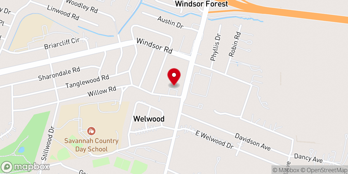 Map showing location of Windsor Forest Baptist Church