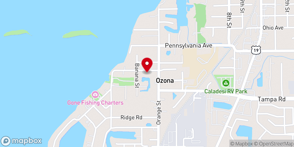 Map showing location of Ozona Village Hall