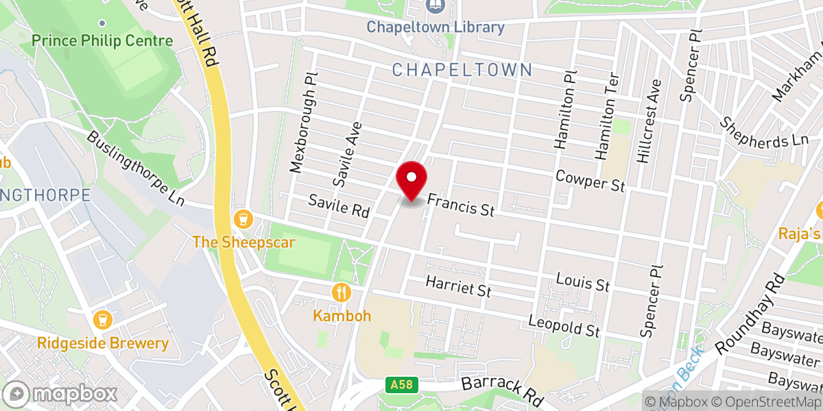 Map showing location of Roscoe Methodist Church