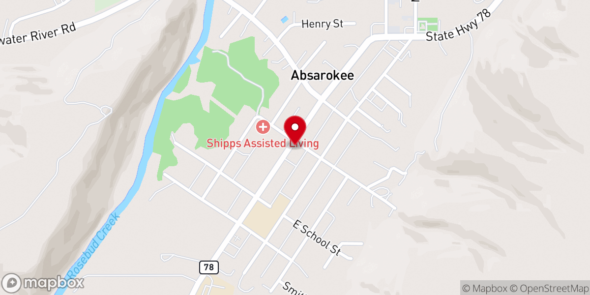 Map showing location of Absarokee Area Food Bank - Food Distribution Center