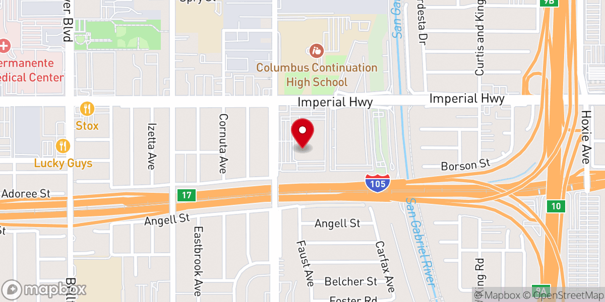 Map showing location of Calvary Chapel Downey