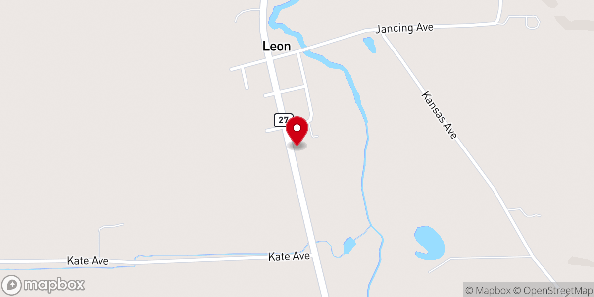 Map showing location of First Congregational Church of Leon