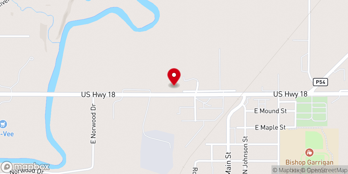 Map showing location of Hillcrest Baptist Church