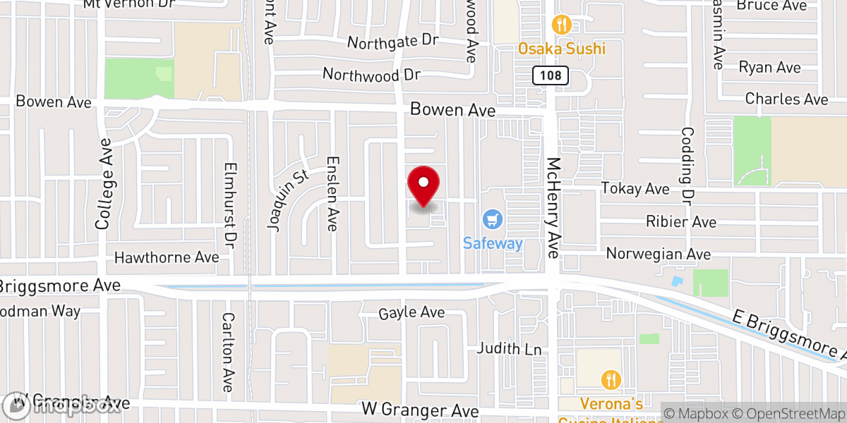 Map showing location of North Modesto Church of God
